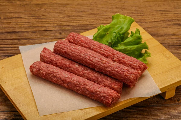 Raw Beef Sausages Spices Grill — Stock Photo, Image