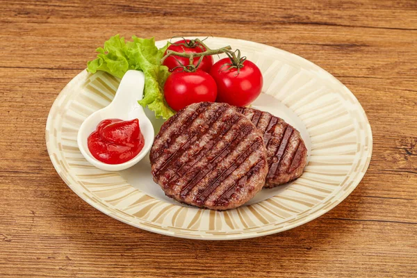 Costeleta Hambúrguer Grelhada Com Molho Tomate — Fotografia de Stock