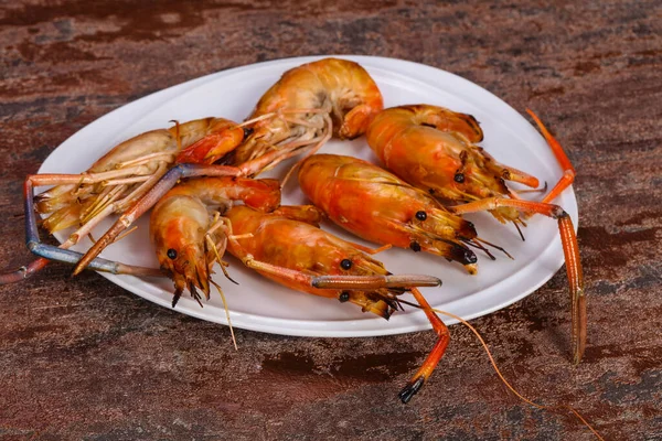 Grilled Asian Water Prawn Plate — Stock Photo, Image