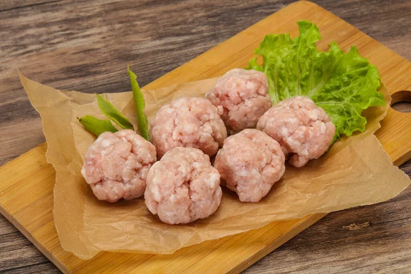 Homemade Raw Pork Minced Meatball Ready Cooking — Stock Photo, Image