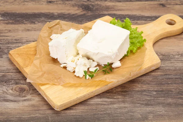 Greek traditional Feta soft cheese in the plate