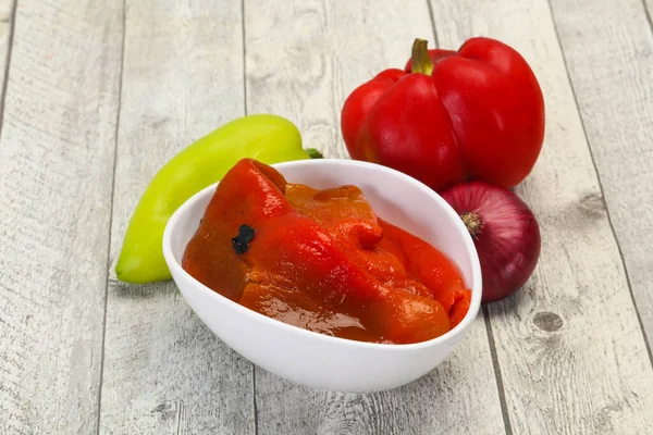 Marinated Baked Red Bell Pepper Bowl — Stock Photo, Image