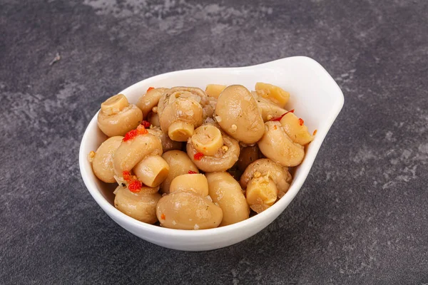 Champiñones Escabeche Con Especias Bowl —  Fotos de Stock