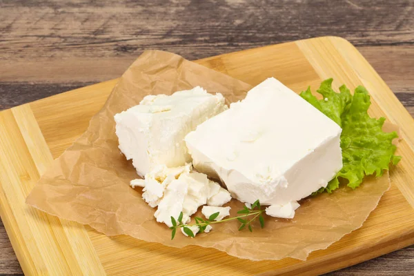 Feta Tradizionale Greca Formaggio Morbido Nel Piatto — Foto Stock