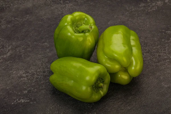 Three Green Bell Juicy Peppers Ready Cooking — Stock Photo, Image
