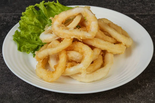 Roasted Squid Rings Salad Bowl — Stock Photo, Image