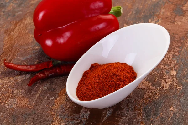 Zoete Paprika Poeder Kom — Stockfoto