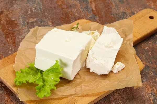 Feta Tradizionale Greca Formaggio Morbido Nel Piatto — Foto Stock