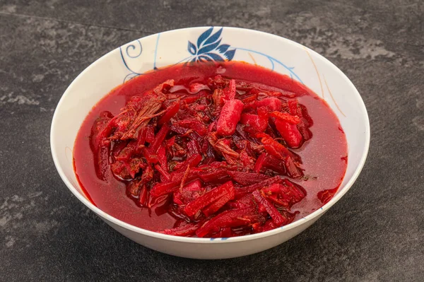 Russian Traditional Borsch Soup Cabbage Beef — Stock Photo, Image
