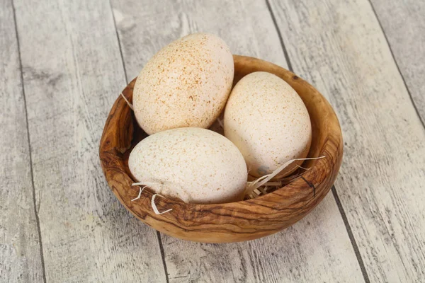 Three Big Raw Turkey Egg Ready Cooking — Stock Photo, Image