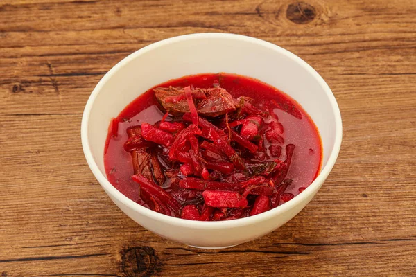 Russian Traditional Borsch Soup Cabbage Beef — Stock Photo, Image