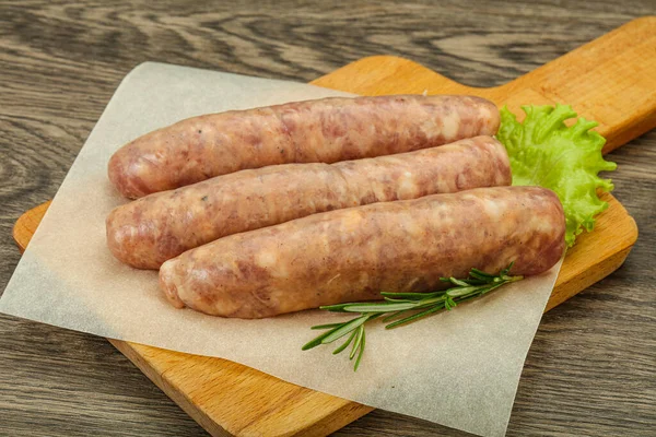 Raw Pork Meat Sausages Grill Served Rosemary — Stock Photo, Image