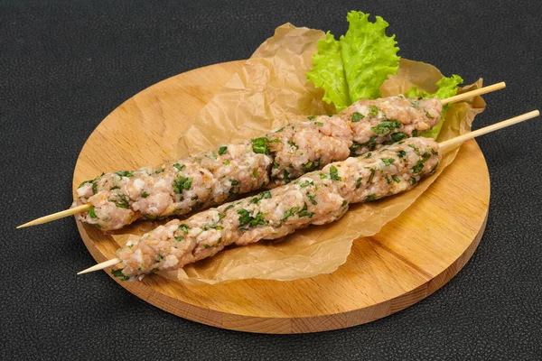 Syrové Vepřové Špejle Kebab Připraven Grilu — Stock fotografie