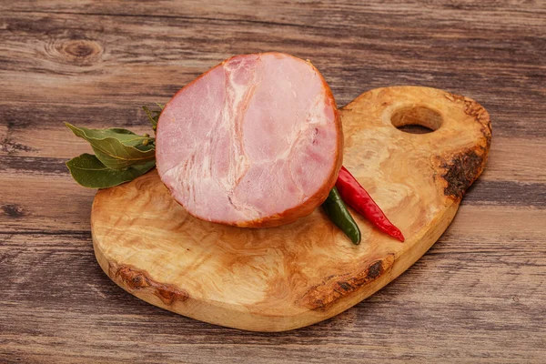 Ham Cut Board Served Laurel Leaves — Stock Photo, Image