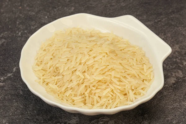 Raw Indian Basmati Rice Bowl — Stock Photo, Image
