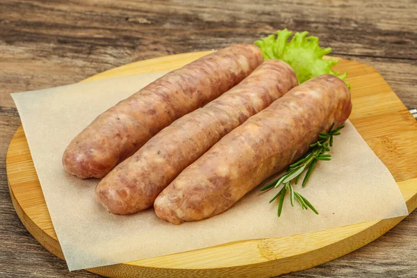 Raw Pork Meat Sausages Grill Served Rosemary — Stock Photo, Image