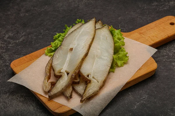 Alabote Defumado Delicoso Fatias Peixe Lanche — Fotografia de Stock