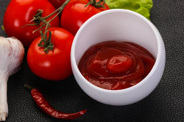 Sauce Tomate Ketchup Servi Poivre Ail — Photo