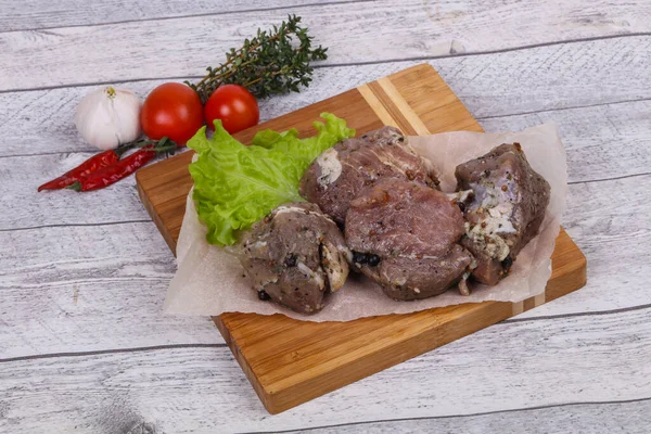 Marinated Pork Meat Ready Coocking Board — Stock Photo, Image