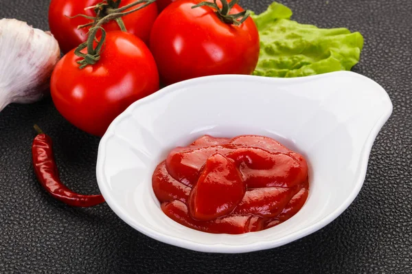 Sauce Tomate Ketchup Servi Poivre Ail — Photo