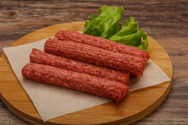 Raw Beef Sausages Spices Grill — Stock Photo, Image