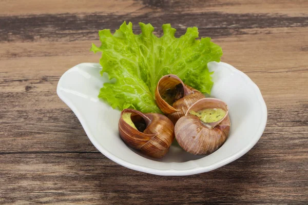 Cucina Francese Escargot Con Salsa Burro — Foto Stock