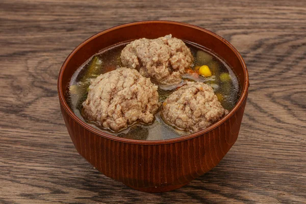 Suppe Mit Gemüse Gewürzen Und Fleischbällchen — Stockfoto