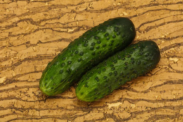 Ripe Fresh Green Two Cucumbers Ready Vegan — Stock Photo, Image