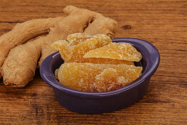 Trockener Süßer Ingwer Snack Der Schüssel — Stockfoto