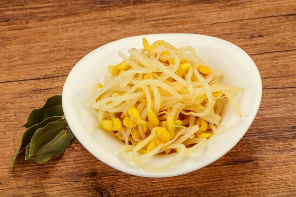 Veganes Essen Sojasprossen Häufchen Der Schüssel — Stockfoto