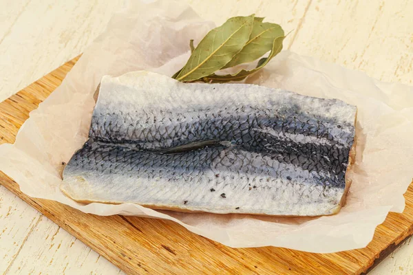 Herring Fillet Skin Spices Board — Stock Photo, Image