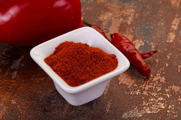 Zoete Paprika Poeder Kom — Stockfoto