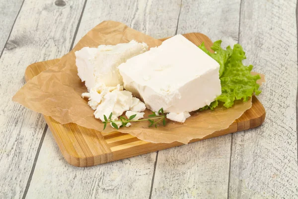 Feta Tradizionale Greca Formaggio Morbido Nel Piatto — Foto Stock