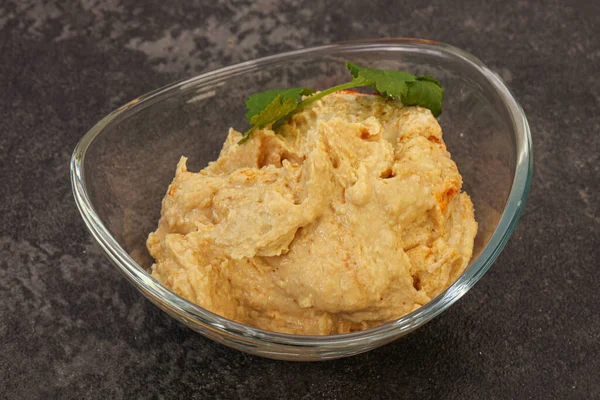 Veganská Strava Humus Paprikou — Stock fotografie