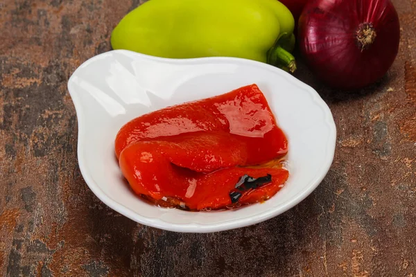 Marinated Baked Red Bell Pepper Bowl — Stock Photo, Image