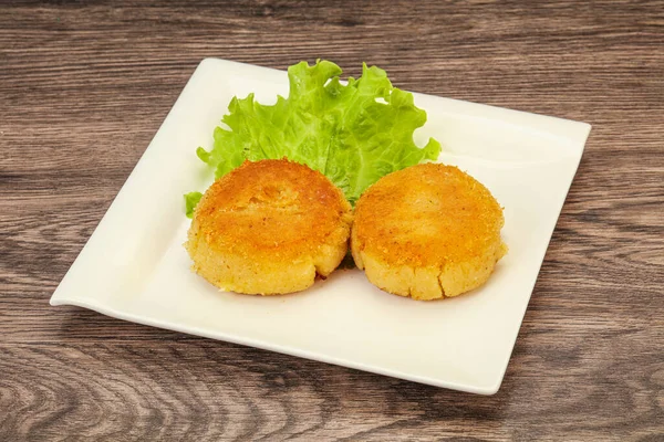 Vegan Cuisine Roasted Potato Cutlet Plate — Stock Photo, Image