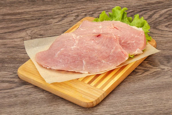 Raw Pork Steak Ready Cooking — Stock Photo, Image