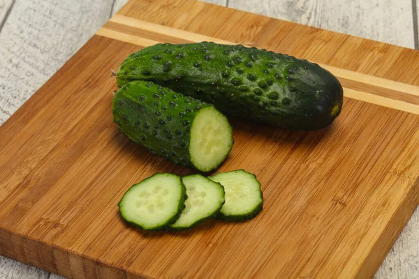 Ripe Fresh Green Two Cucumbers Ready Vegan — Stock Photo, Image