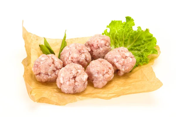 Hausgemachte Hackfleischbällchen Aus Rohem Schweinefleisch Bereit Zum Kochen — Stockfoto