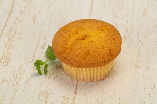 Doux Muffin Savoureux Servi Feuille Menthe — Photo