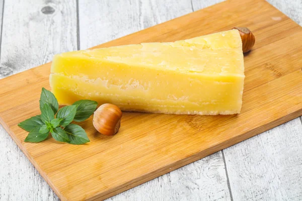 Parmesan Cheese Served Basil Leaves Nuts — Stock Photo, Image