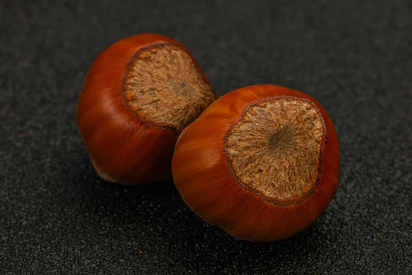 Two Ripe Tasty Whole Hazelnut Hazel — Stock Photo, Image