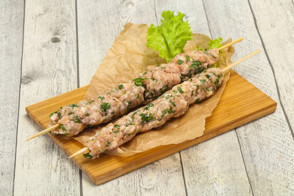 Skewer Porc Crud Kebab Gata Pentru Grătar — Fotografie, imagine de stoc