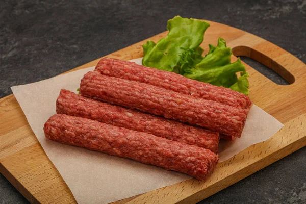 Raw Beef Sausages Spices Grill — Stock Photo, Image