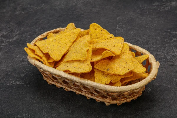 Messicano Croccante Mais Nachos Triangolo Mucchio — Foto Stock