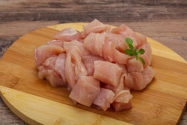 Raw diced chicken breast for cooking