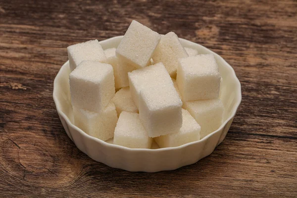 Refined White Granulated Sugar Cubs Bowl — Stock Photo, Image