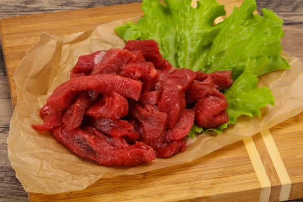 Raw Beef Meat Sliced Ready Cooking — Stock Photo, Image