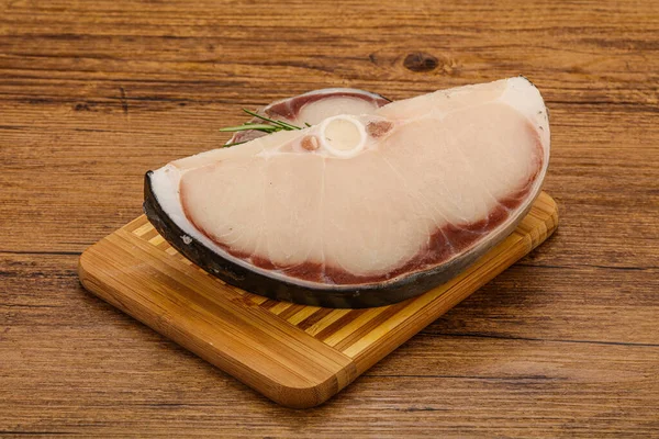 Raw Shark Steak Served Rosemary Cooking — Stock Photo, Image