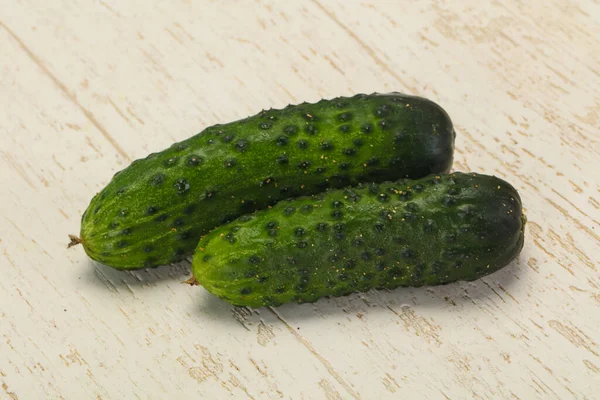 Ripe Fresh Green Two Cucumbers Ready Vegan — Stock Photo, Image